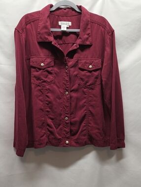 Coldwater Creek Wine Red Button Front Jean Jacket Plus Mature Golden Girls
